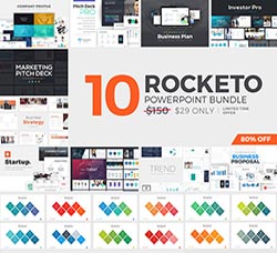 PPT模板－商务专用(10套合集)：Rocketo Powerpoint Templates Bundle